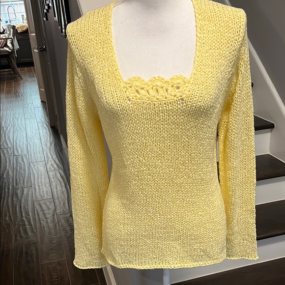 Peek Peek Lemon Yellow Summer Knit Sweater. Beautiful Neck Details PL - Picture 1 of 12